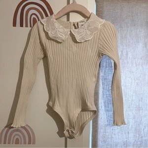 Zara Embroidered Bodysuit | Cream